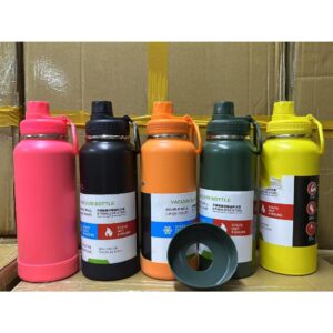 Garrafa Termica Vacuo Anti Vazamento 1000ml Escolar Infantil Adulto Com Alça Chaveiro Com Borracha