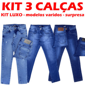 KIT 3 CALÇAS JEANS MENINOS MASCULINO INFANTIL CRIANÇAS ATACADO DE ROUPAS INFANTIS REVENDA