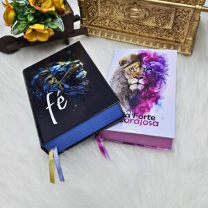 Kit 2 Bíblias Sagradas Letra Gigante Cristão Jovem Luxo Capa Dura Palavra de Jesus em Vermelho Almeida Revista Corrigida
