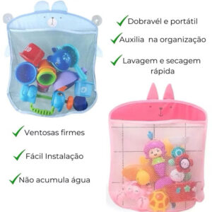 Cesto Multiuso Organizador Ventosa Parede Quarto Banheiro Para Brinquedos