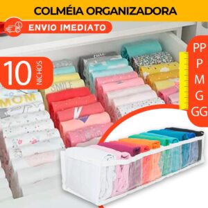 KIT 10 – COLMEIA ORGANIZADORA PARA GAVETAS TAMANHO PP, P, M, G, GG PARA GAVETAS, ARMÁRIOS, CLOSET E NICHOS.