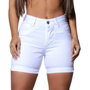 Short Feminino colorido Jeans Meia Coxa premium Branca, Preta e Jeans empina bumbum