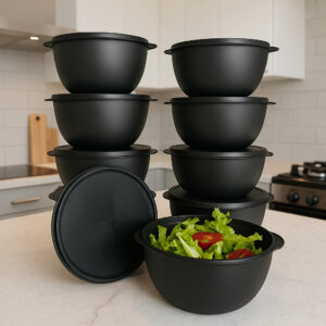 Kit Lindos Potes Redondos Boll (BOWL) Herméticos de Plástico 1 Litro Marmita academia , Saladeira.