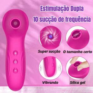 Vibrador Estimulador Sugador de Clitóris e Mamilo Recarregável 10 frequências