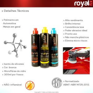 Kit Compostos Líquidos Polidores Premium Automotivo – Corte, Refino & Lustro, Brilho 300ml