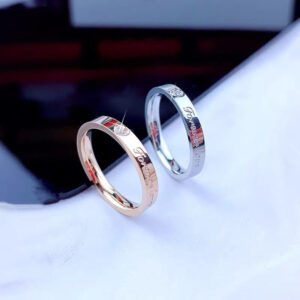ANEL DE AMOR ETERNO COM LETRAS EM FOREVER LOVE, AÇO DE TITÂNIO, AMOR, DIAMANTE, OURO ROSA, CELEBRIDADE DA INTERNET, ANEL DE CASAL POPULAR