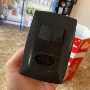 Conjunto Tomada 10A 20A Interruptor Simples Paralelo 4×2 Home Preto Grafite Blux Fácil Instalação