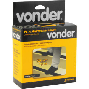 Fita antiderrapante 50mm e 5 Metros, preta VONDER – Ideal para prevenção de acidentes em pisos lisos