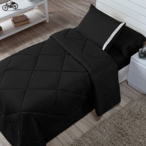 Edredom Premium Kit 04 peças Aconchego Solteiro Não Faz Bolinha