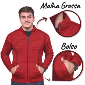 Blusa de frio Casaco moletom Tricot Com Zíper Masculino