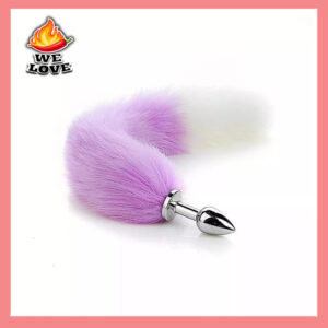 Kit Fantasia Raposinha Plug Anal Rabinho Cauda Raposa Grampo Seios Mamilo Lilas Sex Shop