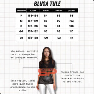 Blusa Tule Feminina Academia Blusinha Verão Moda Fitness Transparente