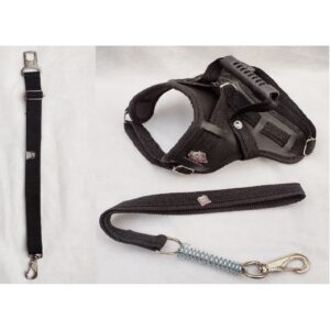 Peitoral coleira guia mola e mosquetão com cinto de segurança para cachorros kit