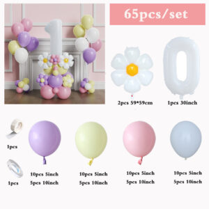 65pcs/set Daisy Sunflower Balão Digital Decoração Da Festa De Aniversário 30 Polegadas Branco 0 ~ 9 Número