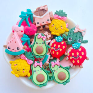 CONJUNTO DE 10 PEÇAS DE RESINA DESENHO ANIMADO DE FRUTAS DIY DE FUNDO PLANO PARA TELEFONE CELULAR PATCH FLAT PENDANT ACESSÓRIOS PARA CABELO INFANTIL