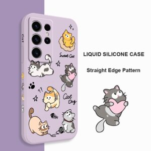 Gato Corda Bola Caso De Telefone Para Samsung Galaxy S25 S24 S23 S22 FE Ultra Plus 5G Silicone Líquido Padrão Lateral Ca