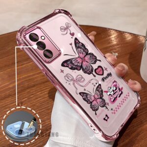 CAPA PARA SAMSUNG A15 5G A25 5G QUATRO CANTOS SILICONE ANTI QUEDA CASO DE TELEFONE GALVANOPLASTIA ESTÉTICA BORBOLETA NOV