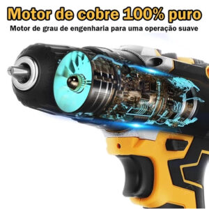 parafusadeira Furadeira impacto 21V elétrica Furadeira Sem Fio 2 Baterias 24 Acessórieos