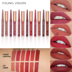 Forro labial para os lábios Conjunto de 2 peças de revestimento labial não é fácil de colar Copo Gloss labial fosco