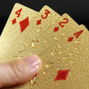 Baralho Dolar Dourado Ouro Folheado A Prova D’agua Poker Truco Cartas Jogos Para Várias Ocasiões De Festa