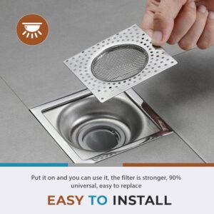 Ralo De Chão De Aço Inoxidável/Quadrado/Multifuncional Com Filtro Para Coletor De Cabelo/Cozinha/Banheiro
