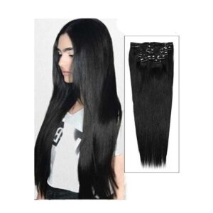 Extensão de Cabelo Preto em Fibra Orgânica Wig Liso Com Aplique Tic Tac Para Volume