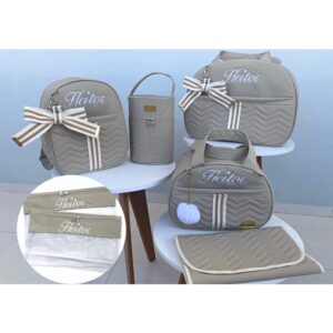 kit de bebê 7 peças laço luxo Tiara Baby personalizado, bolsas saída maternidade direto da fábrica, bolsas masculinas