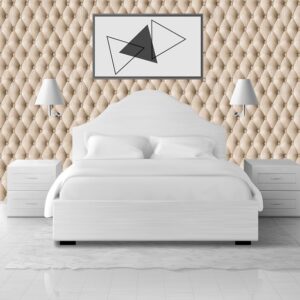 Papel De Parede Adesivo 3d Couro Capitonê Tecido Bege 1mx58cm