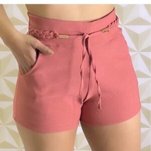 Short Bengaline Laço Shortinho Feminino Tendência Verão