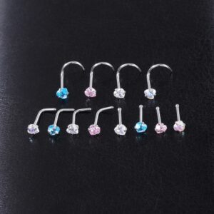 1 Pc Cor Cristal Aço Inoxidável Nariz Piercings Redondo Coração Estrela Cz Parafuso Prisioneiro L Forma Narina Piercing