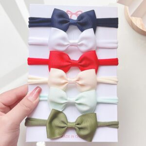 Conjunto De 6 Peças De Tiaras Para Bebês – Faixas De Cabelo Com Laço De Nylon Macio Meninas Recém-Nascidas E Pequenas