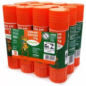 Cola escolar em bastão 21g/kit com 12 unidades-LEOLEO