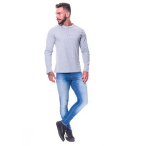 blusa masculina henley manga longa gola portuguesa