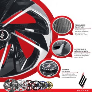 Kit4 Calotas Resistentes Preta Aro 13 Compativel com Logan Scala Clio