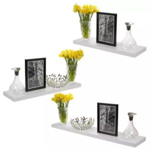 KIT PRATELEIRAS LISA 50X15CM MDF RETA BRANCO DE PAREDE LIVRO ORGANIZADORA COZINHA QUARTO