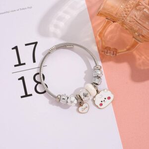 BTS BT21 Tainless Aço De Cristal Frisado Pulseira Panjiadora Bonito Dos Desenhos Animados DIY Pulseiras