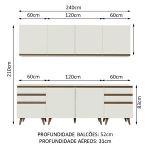 Cozinha Completa Madesa Reims 240002 com Armário e Balcão – Branco