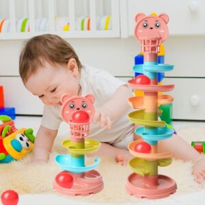 LEOTA Pista Virar Brinquedo Girando Conjunto Rolando Bola Inteligência Desenvolvimento Jogos De Banho Entretenimento Beb