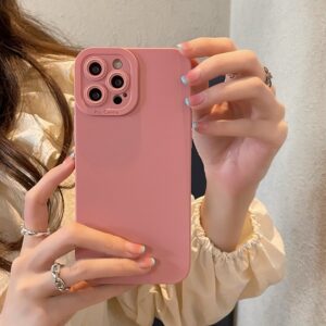 Capa De Celular Flexível Compatível Com IPhone 14 11 12 13 Pro Max XR XS 7 8 Plus SE 2020 Cor Rosa Anti-Impacto TPU