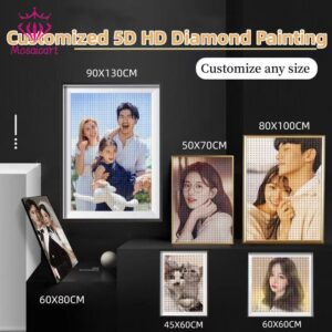 【MA Personalização de fotos】 Personalize qualquer foto DIY 5D pintura de diamante personalizada ponto de cruz de cristal de diamante completo, conjunto de ferramentas de 11 peças grátis