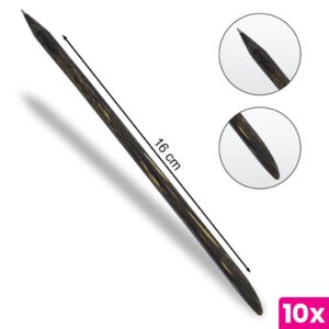 Kit 10 Palito para Unhas Indiano Tucum Ponta de Aço e Chanfro 16 cm Arte Sedução Cutículas Manicure e Pedicure