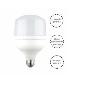 Kit 4 Lâmpada Led Bulbo 50w 6500k Econômica Forte Iluminação Luz Potente Branco Frio Soquete E27 Bivolt 127v 220v