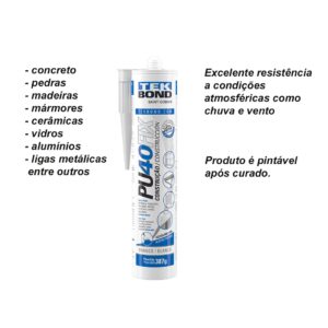 kit 3 Adesivo Silicone PU 40 Fix Selante Branco 387G Tek Bond