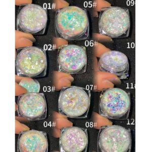 Pó Aurora Flakes Laser Para Unha/Maquiagem Lantejoula Laser Nail Art FLAKE
