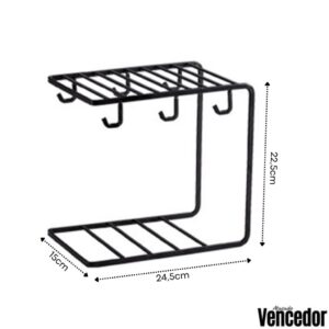 Suporte Aramado P/ Xícaras 06 Ganchos 24,5×22,5x15cm