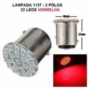 kit Lampada led 2 polos 22 leds VERMELHO automotiva carro 12v automotiva luz de RÉ FREIO