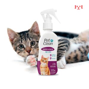 Kit Banho a Seco Gatos + Lenço Umedecido Gatos Pet Clean