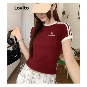 Lovito Camiseta feminina casual com estampa lisa LNA69016