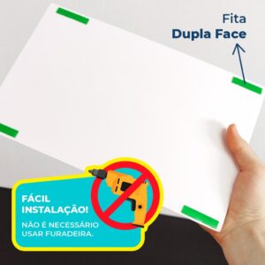 Placa de Sinalização Campainha 20×10 cm com Adesivo Aço Escovado Estabelecimento Empresa Clínica