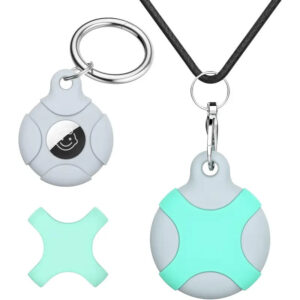 Case para AirTag, Pulseira e Colar à Prova D’água para Crianças, Suporte de Silicone Macio para AirTag com Anel Chave